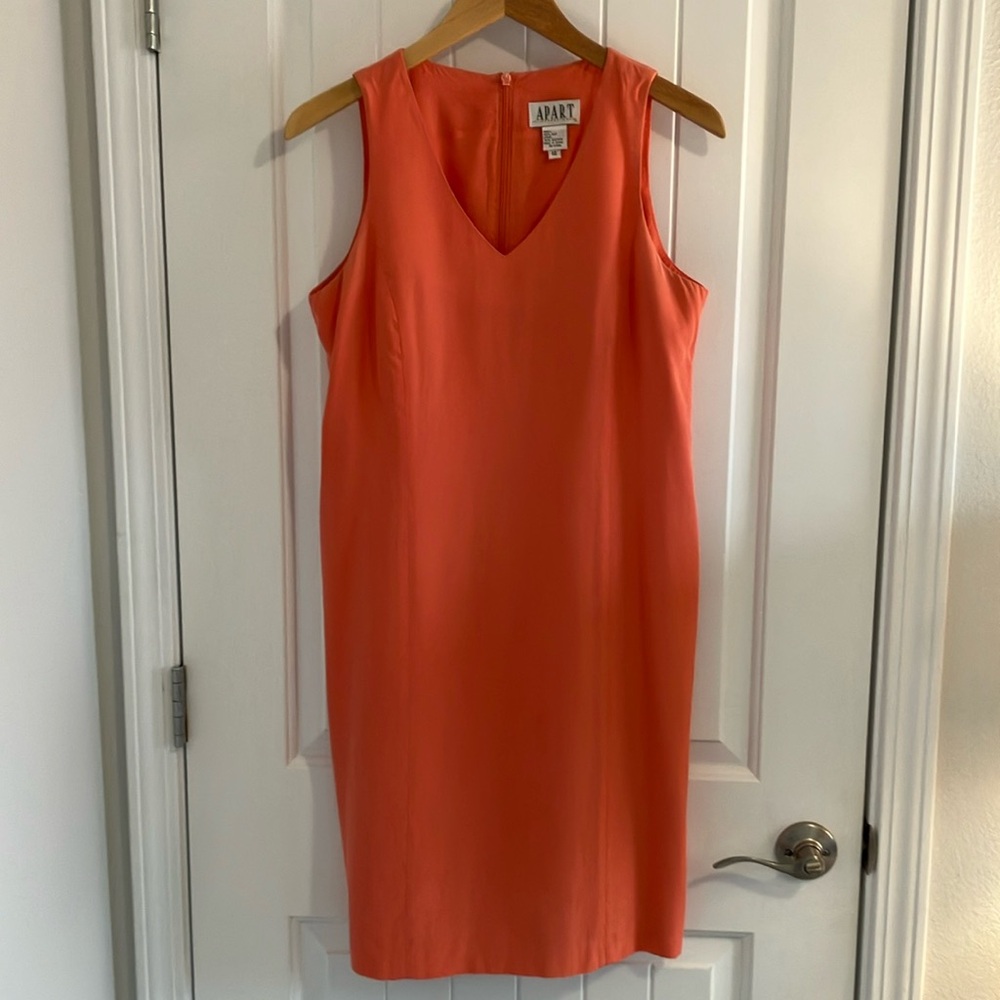 Apart Elegant Peach Dress. 100% Silk. Fully Lined. Size 12. Beautiful Drape.